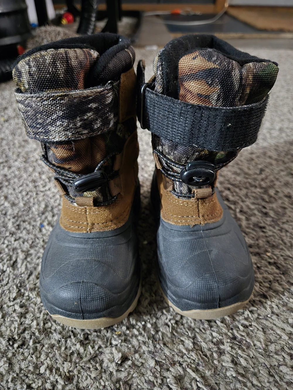 Kids Waterproof Camo Winter Boots - Brown/Green